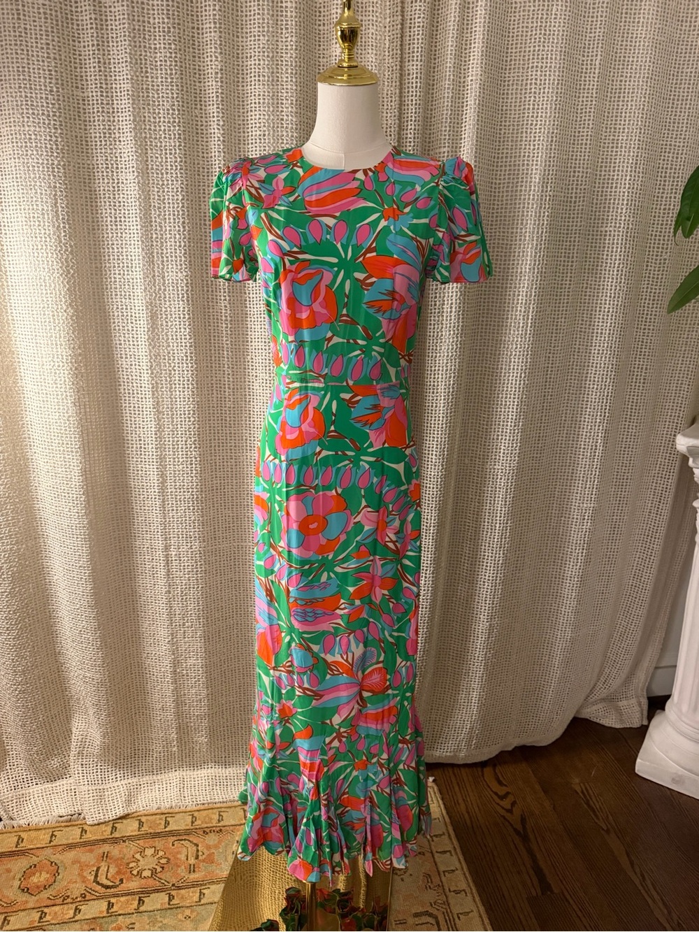 RHODE Lulani Dress Vibrant Green Floral Maxi Dress